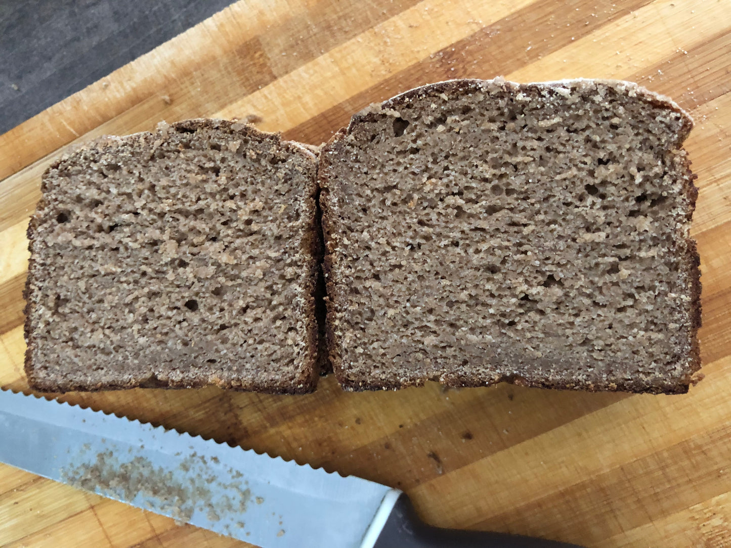 Two slices of whole grain bread