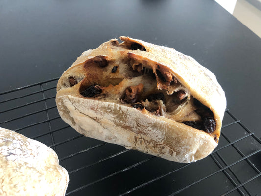 Homemade Wholemeal Sourdough with Walnut and Raisin ~600g